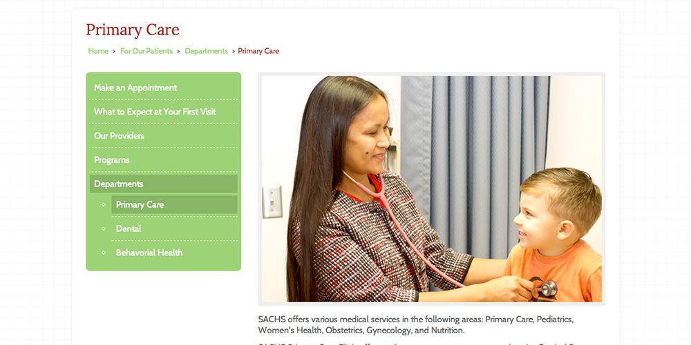 SACHS Primary Care Page